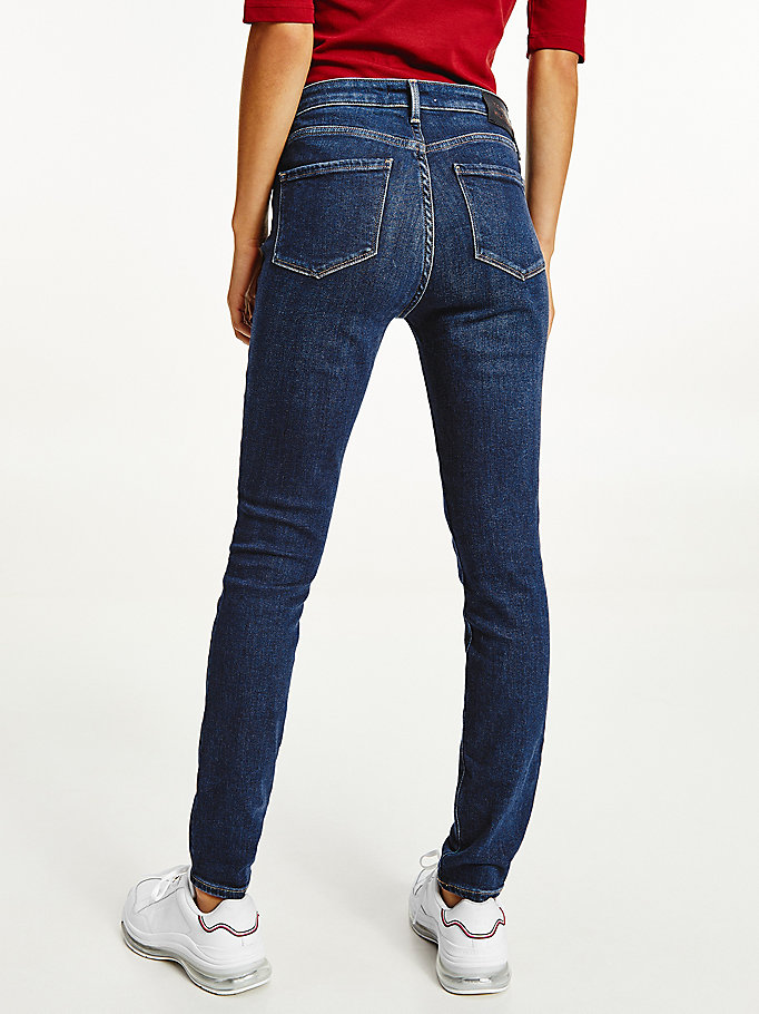 Tommy Hilfiger Como Mid Rise Skinny Jeans Dame Blå | QKZWEF-628