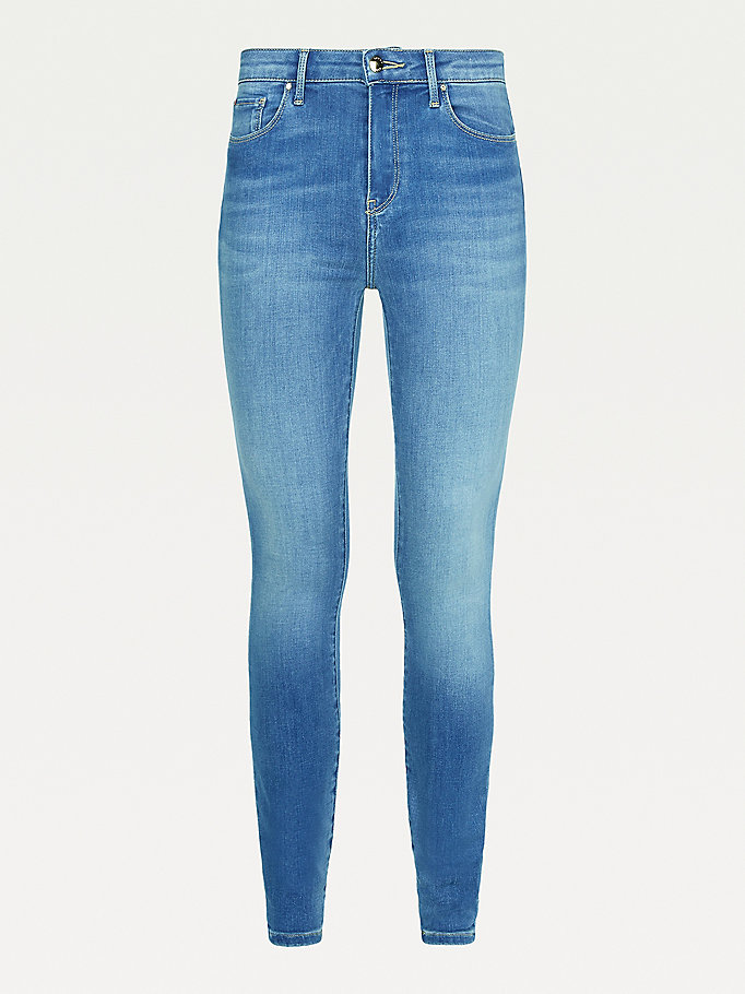 Tommy Hilfiger Como Mid Rise Skinny Jeans Dame Blå | VJGQAY-425