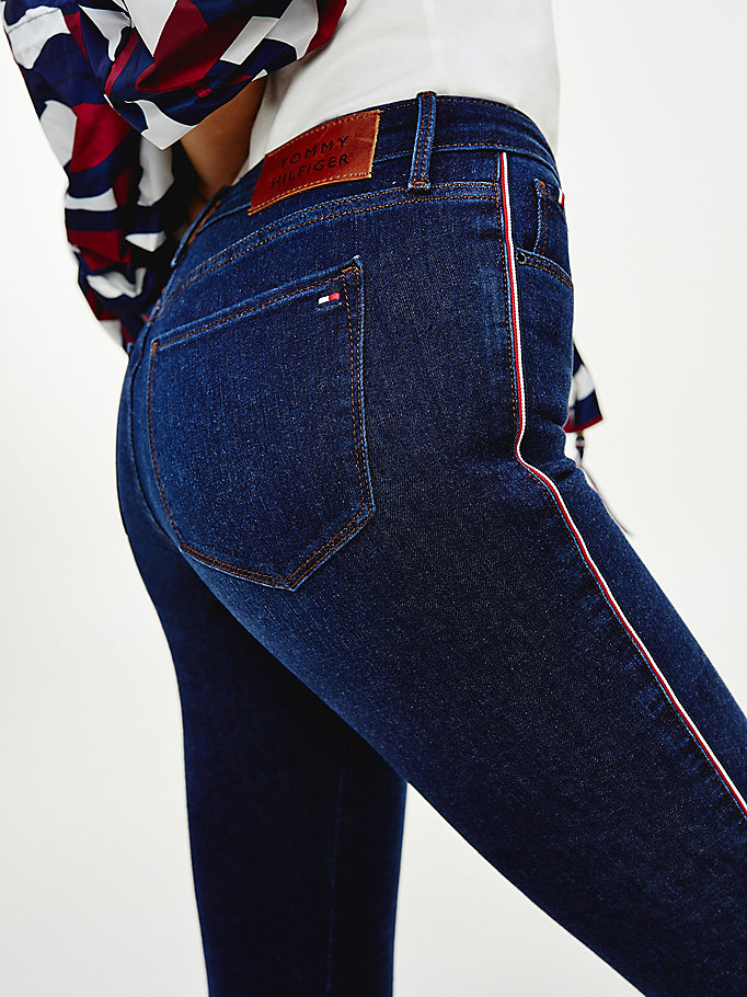 Tommy Hilfiger Como Mid Rise Skinny Jeans Dame Blå | WIOTLZ-805