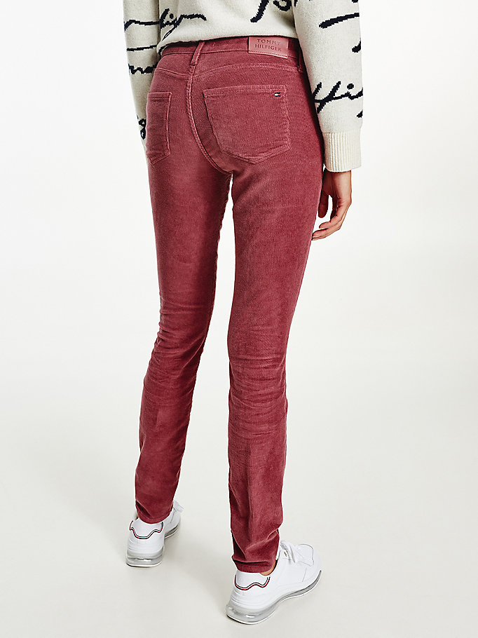 Tommy Hilfiger Como Mid Rise Skinny Jeans Dame Rød | ZUBVLH-615