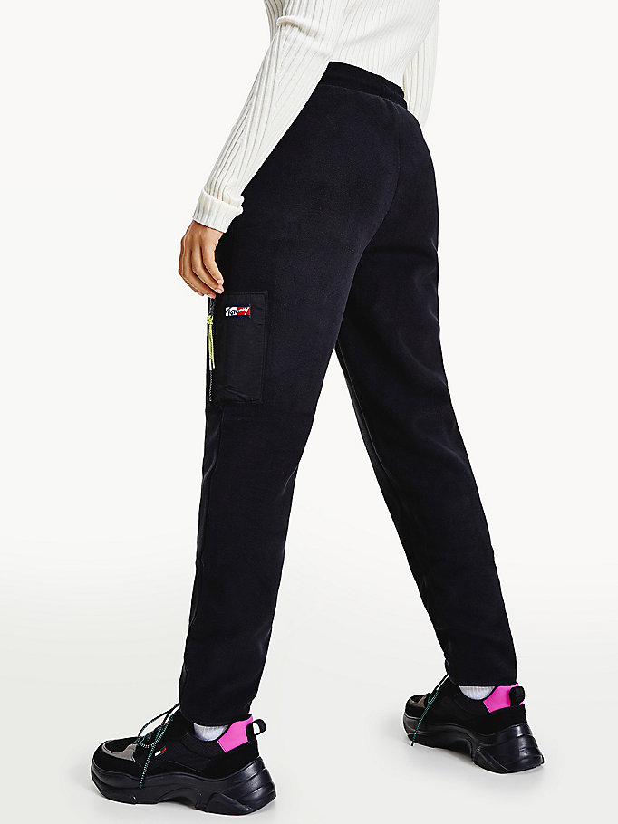 Tommy Hilfiger Contrast Detail Fleece Joggers Dame Svarte | RPXESB-561