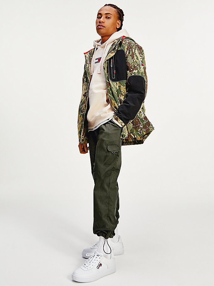 Tommy Hilfiger Contrast Panel Camouflage Windbreaker Jakke Herre Grønn | ZKUXRD-715