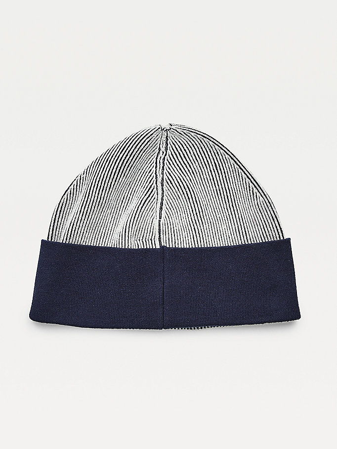 Tommy Hilfiger Contrast Rim Signature Beanie Hatt Dame Blå | QMLSGF-936