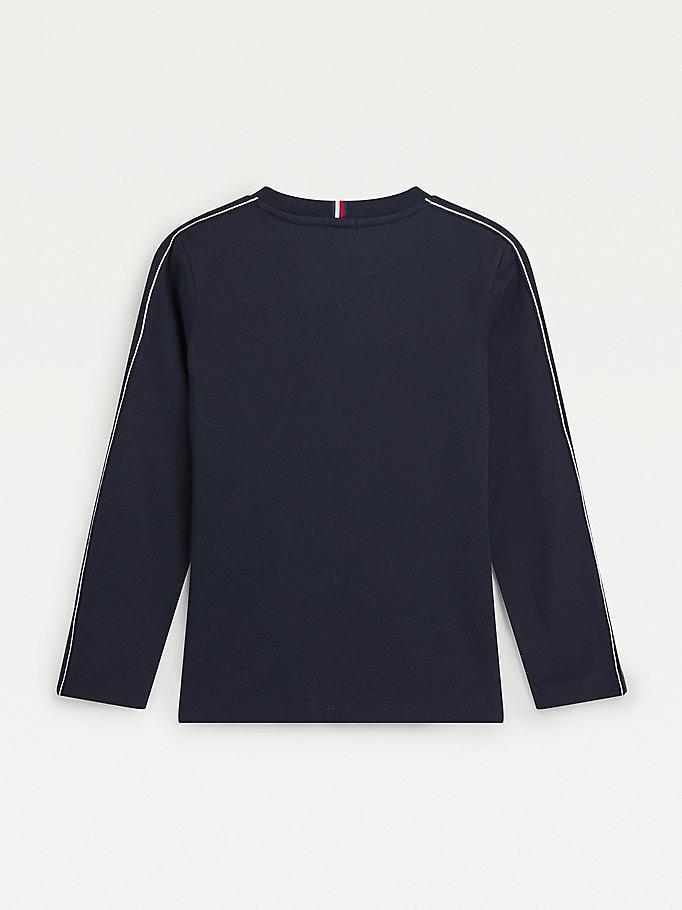 Tommy Hilfiger Contrast Tape Long Sleeve T-skjorte Gutt Blå | DBMNSQ-067