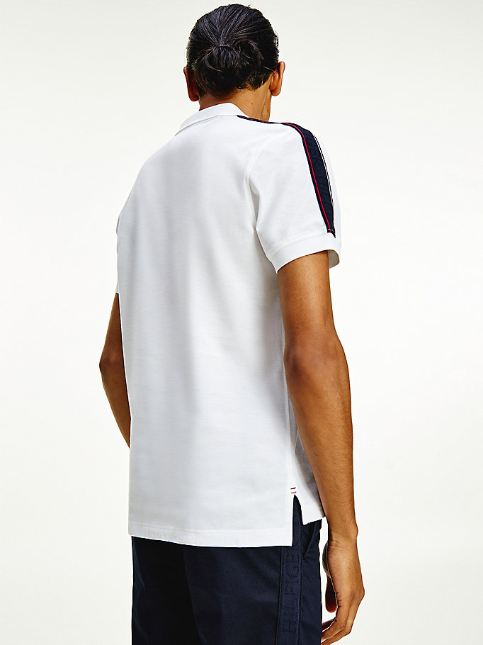 Tommy Hilfiger Contrast Tape Regular Fit Polo T Skjorte Herre Hvite | ZPVGTI-096