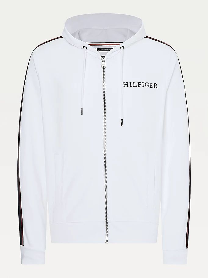 Tommy Hilfiger Contrast Tape Zip-Thru Hettegensere Herre Hvite | VYAHME-597