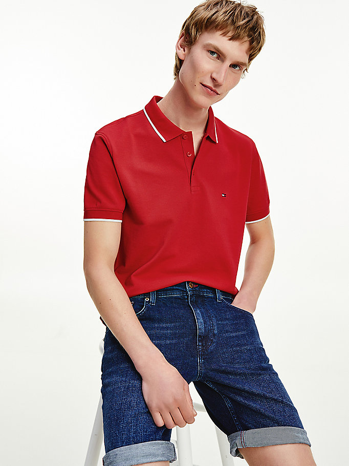 Tommy Hilfiger Contrast Tipped Regular Fit Polo T Skjorte Herre Rød | TLIYUQ-741