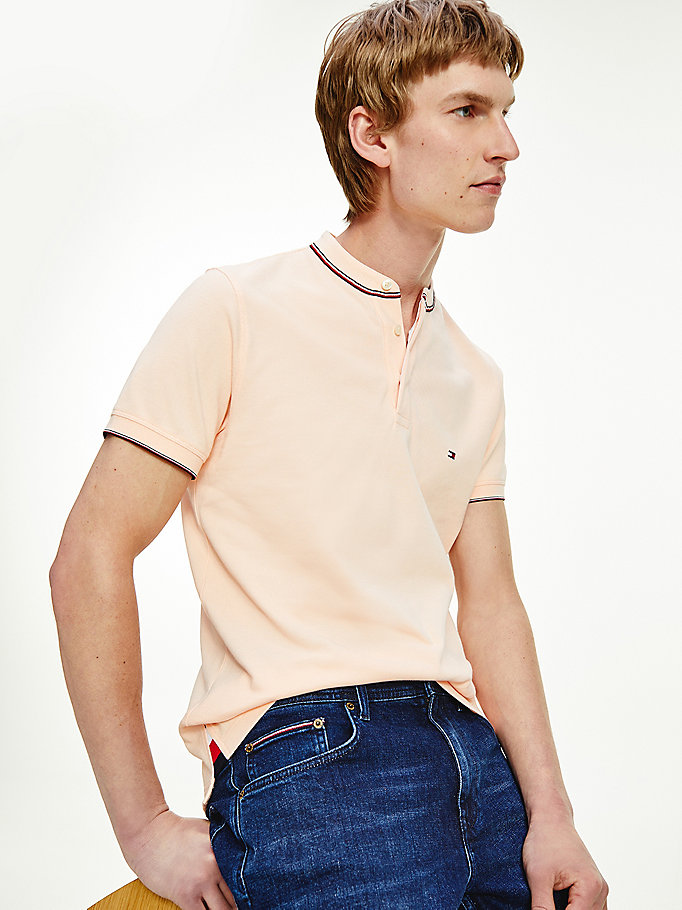 Tommy Hilfiger Contrast Tipped Th Cool Slim Polo T Skjorte Herre Rosa | OMLXSD-428