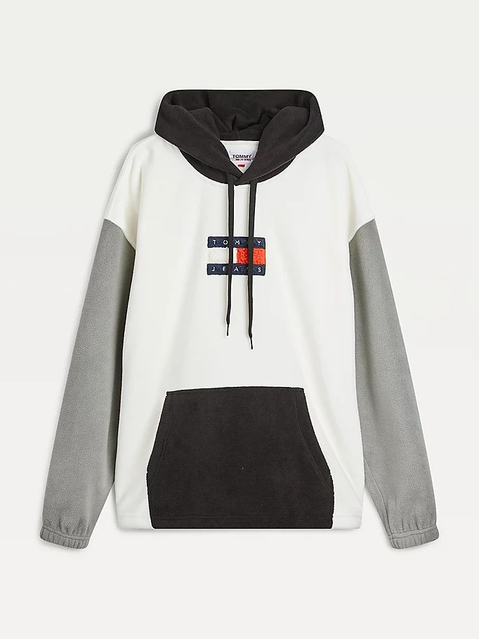 Tommy Hilfiger Cozy Badge Colour-Blocked Fleece Hettegensere Herre Hvite | WVMBIL-985