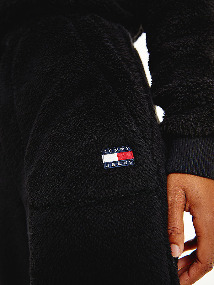 Tommy Hilfiger Cozy Badge Fleece Joggers Dame Svarte | IGJQEW-086