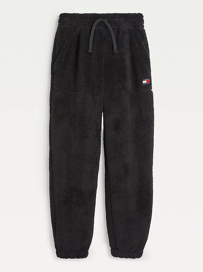 Tommy Hilfiger Cozy Badge Fleece Joggers Dame Svarte | IGJQEW-086