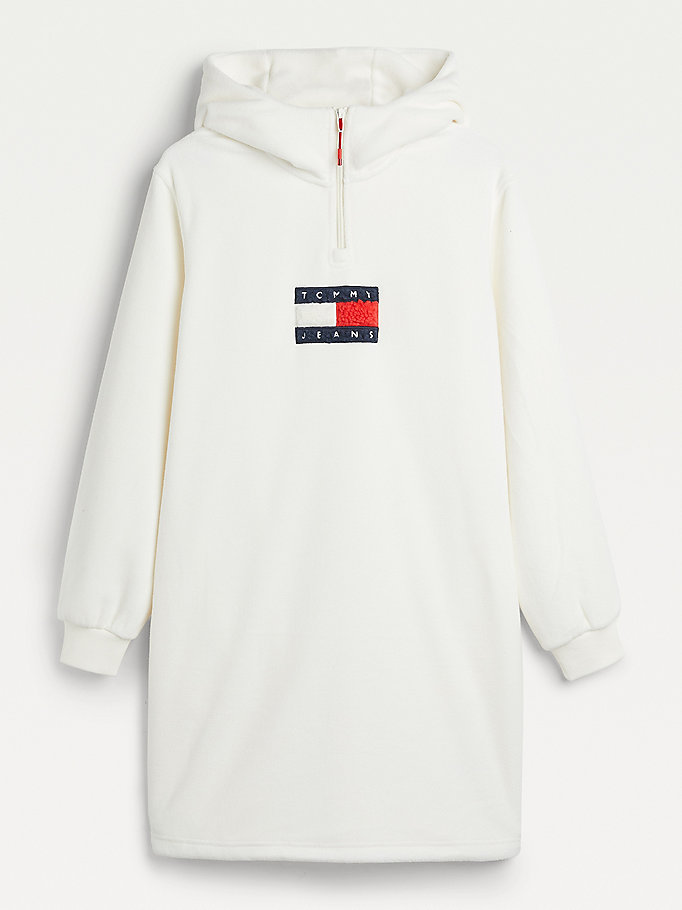 Tommy Hilfiger Cozy Fleece Midi Kjoler Dame Hvite | PXAKJY-295