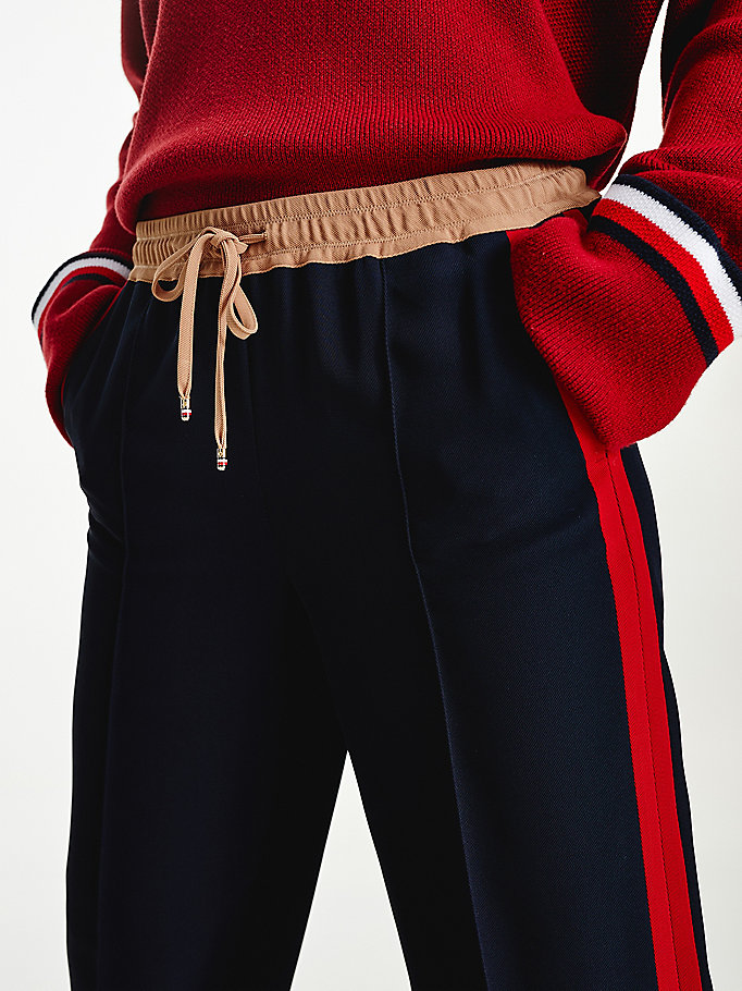 Tommy Hilfiger Crepe Colour-Blocked Drawstring Liv Bukser Dame Blå | FGQPAU-240