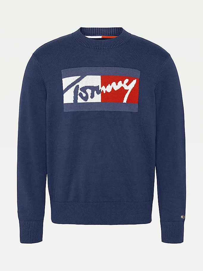 Tommy Hilfiger Crew Neck Relaxed Fit Gensere Herre Blå | MGCVJF-189