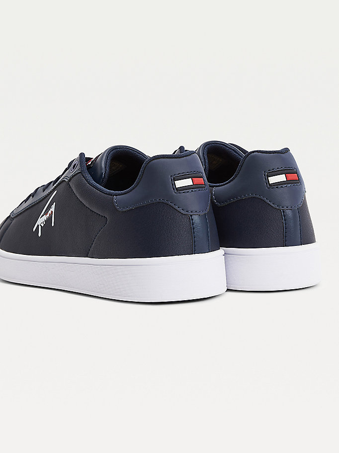 Tommy Hilfiger Cupsole Lær Logo Joggesko Herre Blå | FABWZQ-207