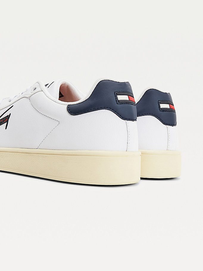 Tommy Hilfiger Cupsole Lær Logo Joggesko Herre Hvite | NEOQSL-063