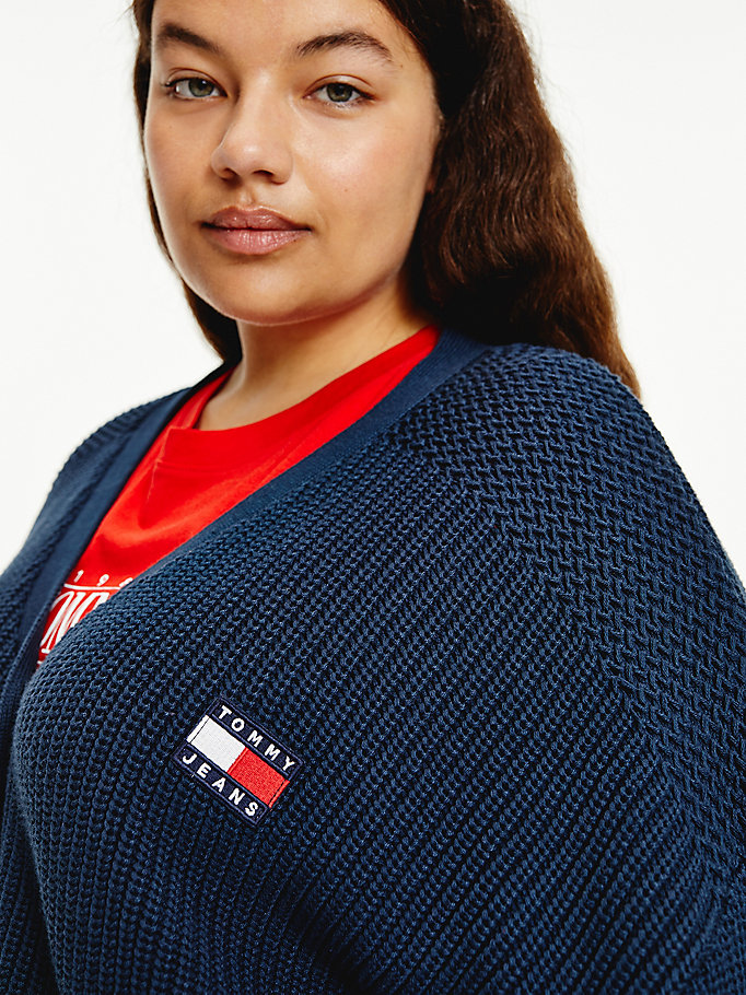 Tommy Hilfiger Curve Badge Mixed Knit Gensere Dame Blå | ODHISB-463