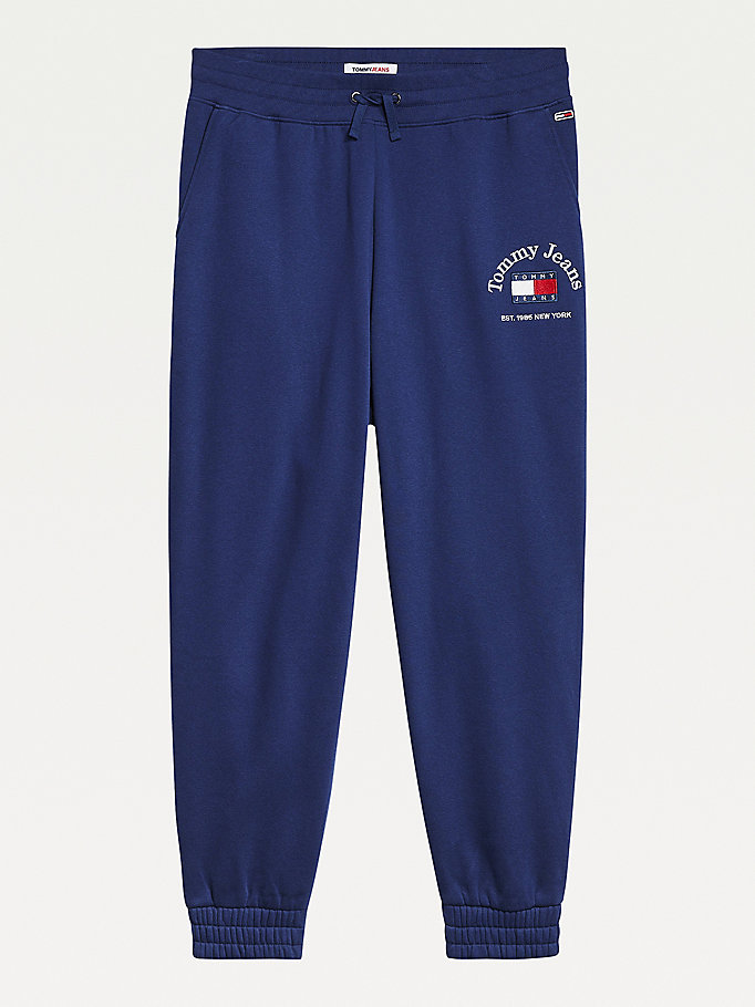 Tommy Hilfiger Curve Badge Relaxed Fit Joggers Dame Blå | MPIEUX-586