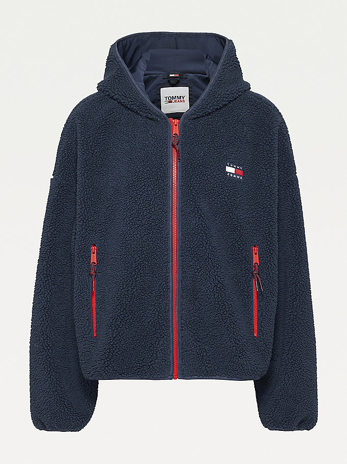 Tommy Hilfiger Curve Badge Sherpa Jakke Dame Blå | TENSVR-154