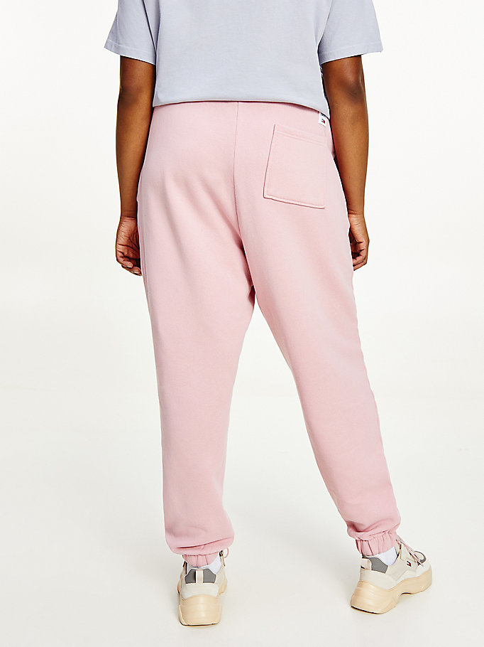 Tommy Hilfiger Curve College Badge Plush Joggers Dame Rosa | BMPEON-726