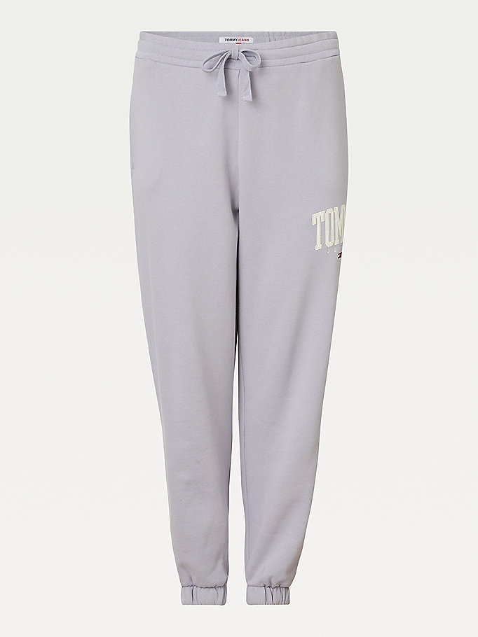 Tommy Hilfiger Curve College Badge Plush Joggers Dame Lilla | UGPQTX-065