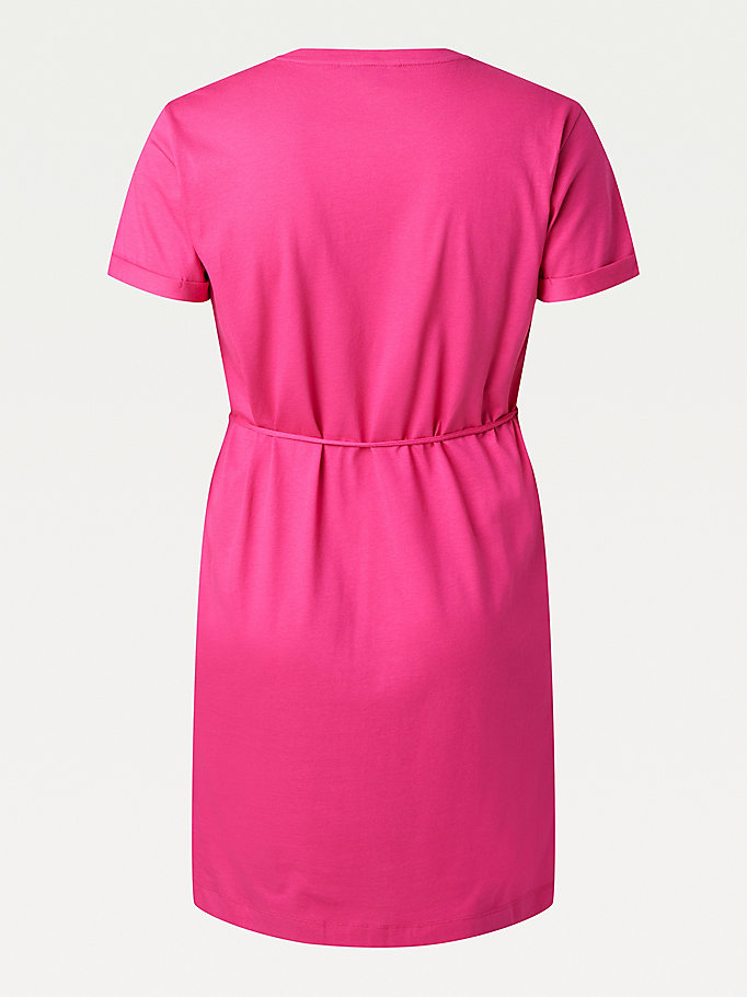 Tommy Hilfiger Curve Essential Logo Kort Sleeve Kjoler Dame Rosa | VQKWXA-594