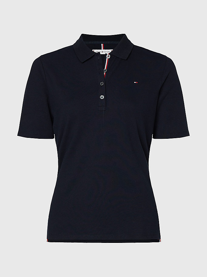 Tommy Hilfiger Curve Essential Placket Detail Polo T Skjorte Dame Blå | REUBNK-610