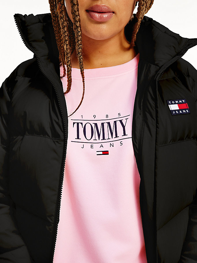 Tommy Hilfiger Curve Recycled Nylon Puffer Frakker Dame Svarte | OMTYPD-712