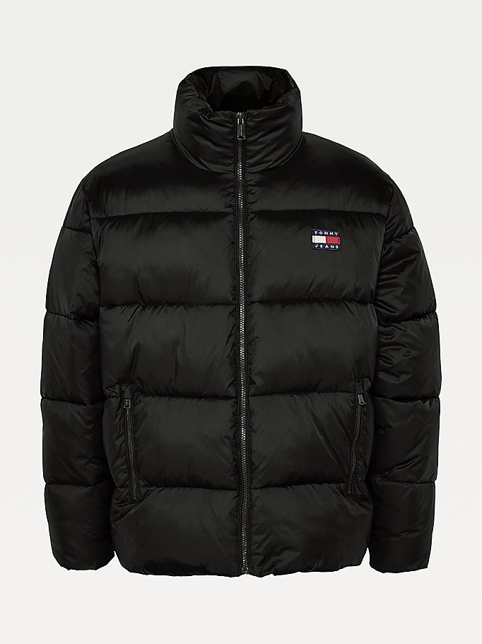 Tommy Hilfiger Curve Recycled Nylon Puffer Frakker Dame Svarte | OMTYPD-712