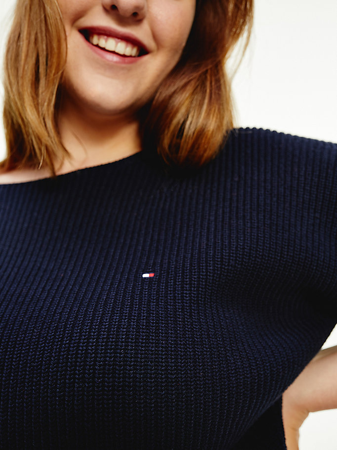 Tommy Hilfiger Curve Rib-Knit Organic Bomull Gensere Dame Blå | RTKNAM-832