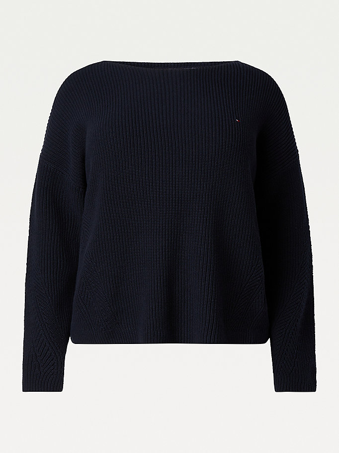 Tommy Hilfiger Curve Rib-Knit Organic Bomull Gensere Dame Blå | RTKNAM-832