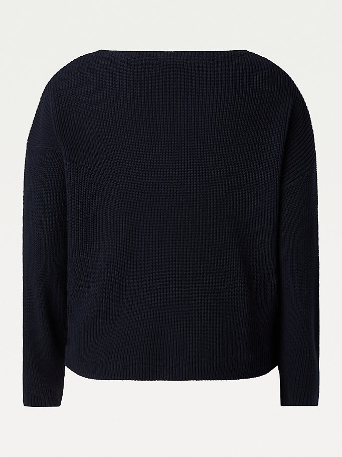 Tommy Hilfiger Curve Rib-Knit Organic Bomull Gensere Dame Blå | RTKNAM-832