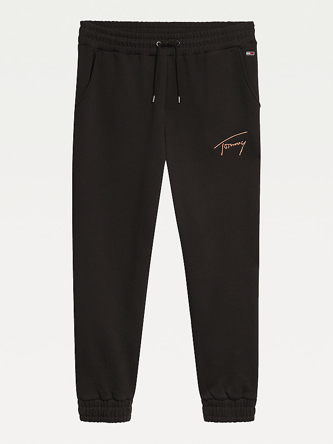 Tommy Hilfiger Curve Signature Logo Bomull Blend Joggers Dame Svarte | UOJXWY-085