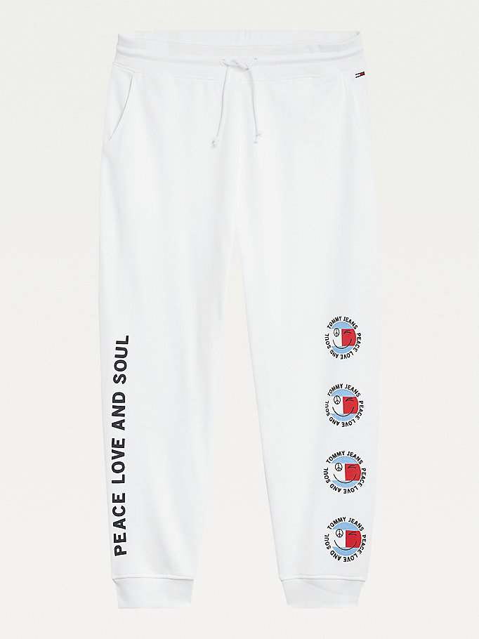 Tommy Hilfiger Curve Smiley Peace Logo Joggers Dame Hvite | NUBGIF-986