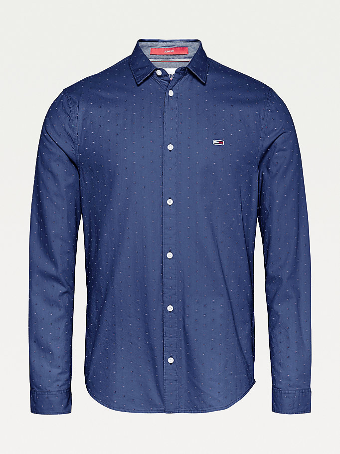 Tommy Hilfiger Dobby Twill Skjorte Herre Blå | SCJBHW-674