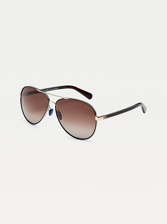 Tommy Hilfiger Double Bridge Aviator Solbriller Herre Svarte | WYSHVR-264