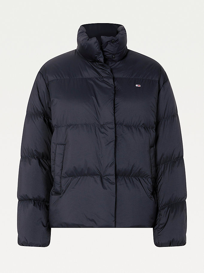 Tommy Hilfiger Down Concealed Zip Puffer Frakker Dame Svarte | AOZLHE-915