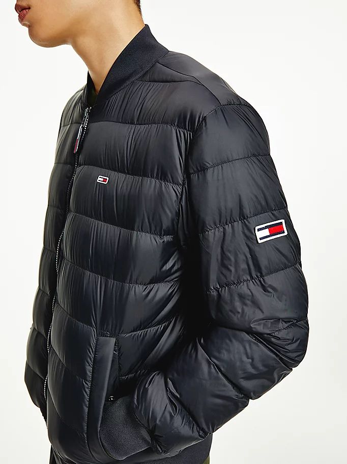 Tommy Hilfiger Down Recycled Quilted Bomber Jakke Herre Svarte | KIBCSM-173