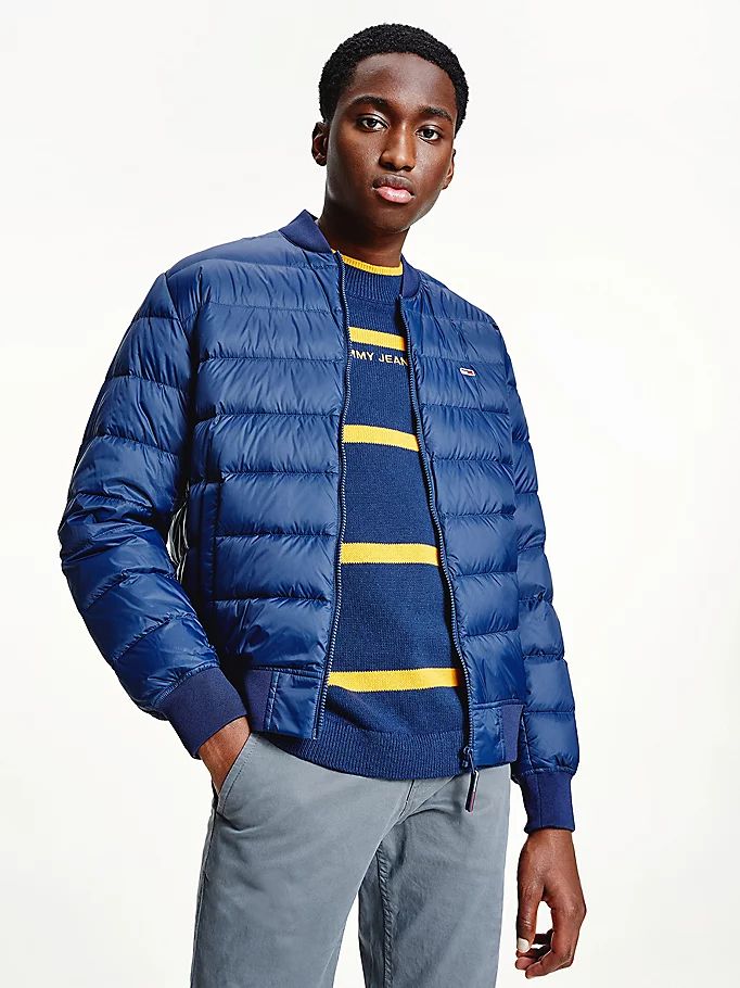 Tommy Hilfiger Down Recycled Quilted Bomber Jakke Herre Blå | VSJCMT-620