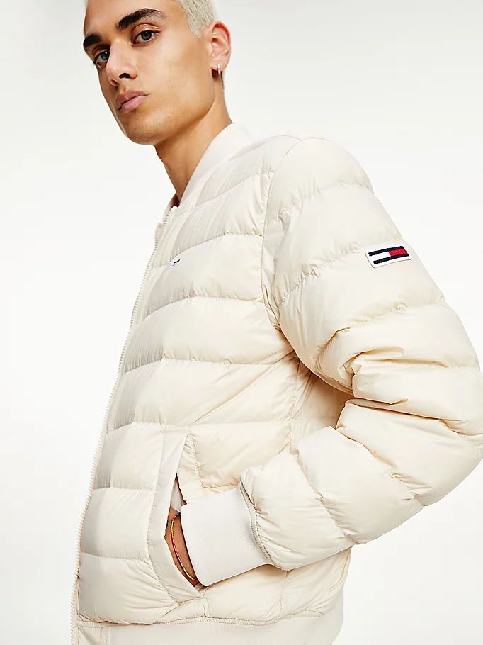 Tommy Hilfiger Down Recycled Quilted Bomber Jakke Herre Beige | XCBYJA-359