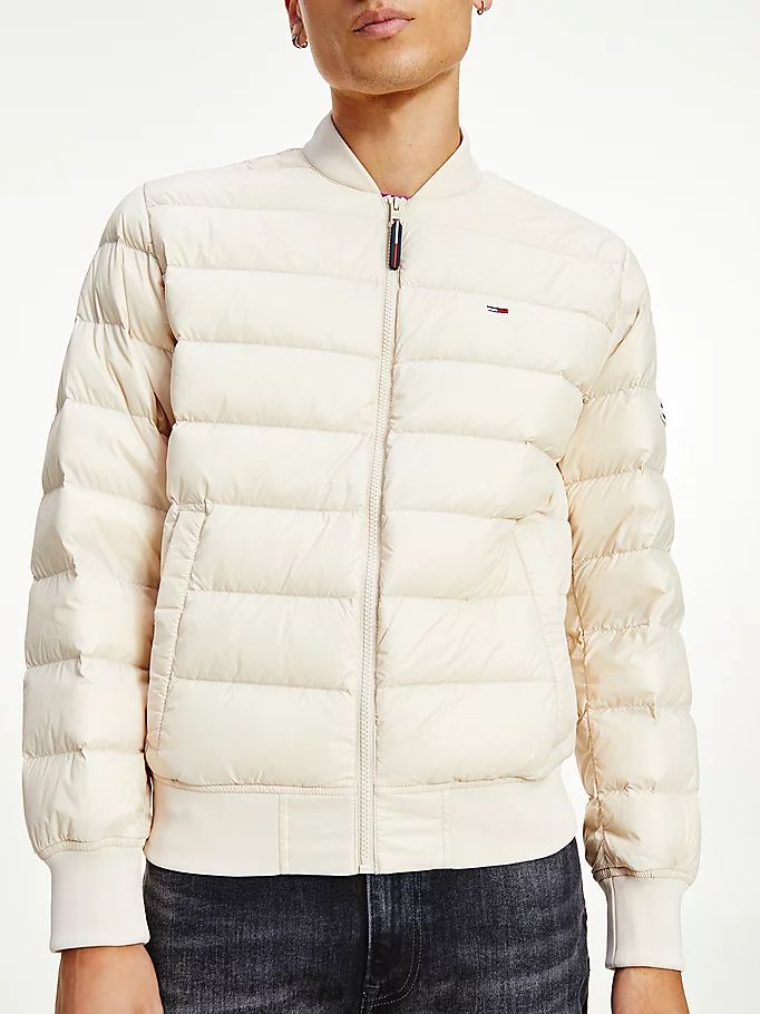 Tommy Hilfiger Down Recycled Quilted Bomber Jakke Herre Beige | XCBYJA-359