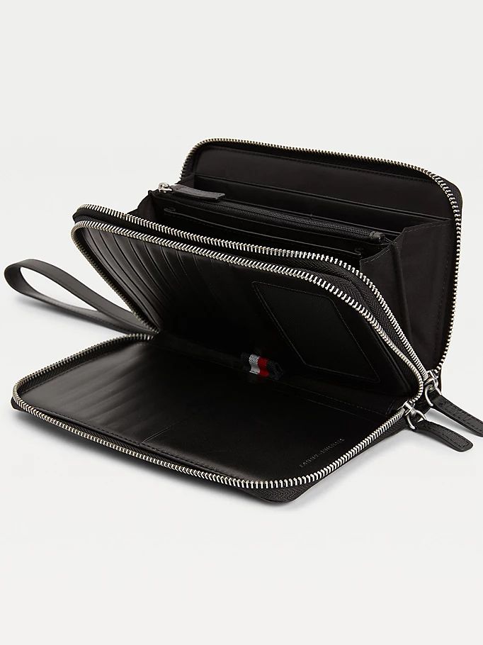 Tommy Hilfiger Downtown Lær Organiser Lommebok Herre Svarte | DLJYKO-123