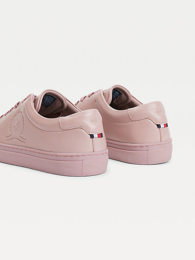 Tommy Hilfiger Elevated Crest Lær Joggesko Dame Rosa | MKAYLT-412