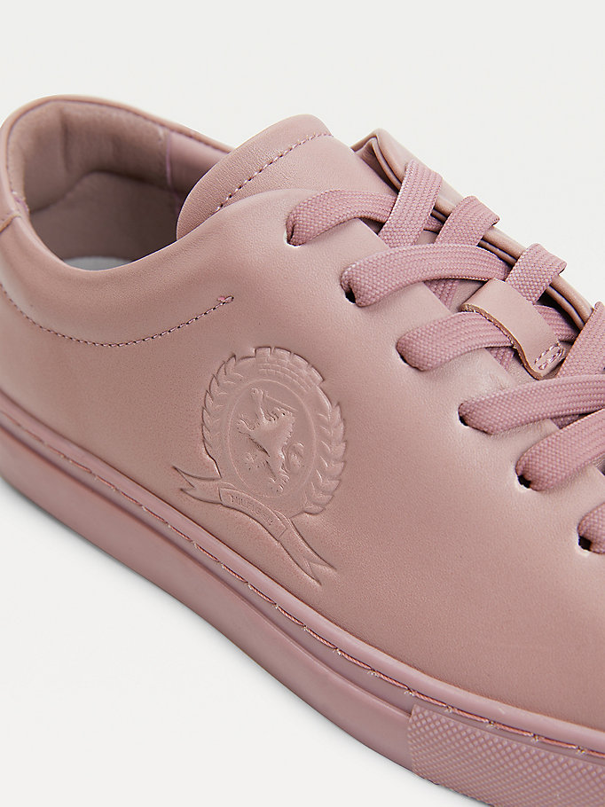 Tommy Hilfiger Elevated Crest Lær Joggesko Dame Rosa | MKAYLT-412