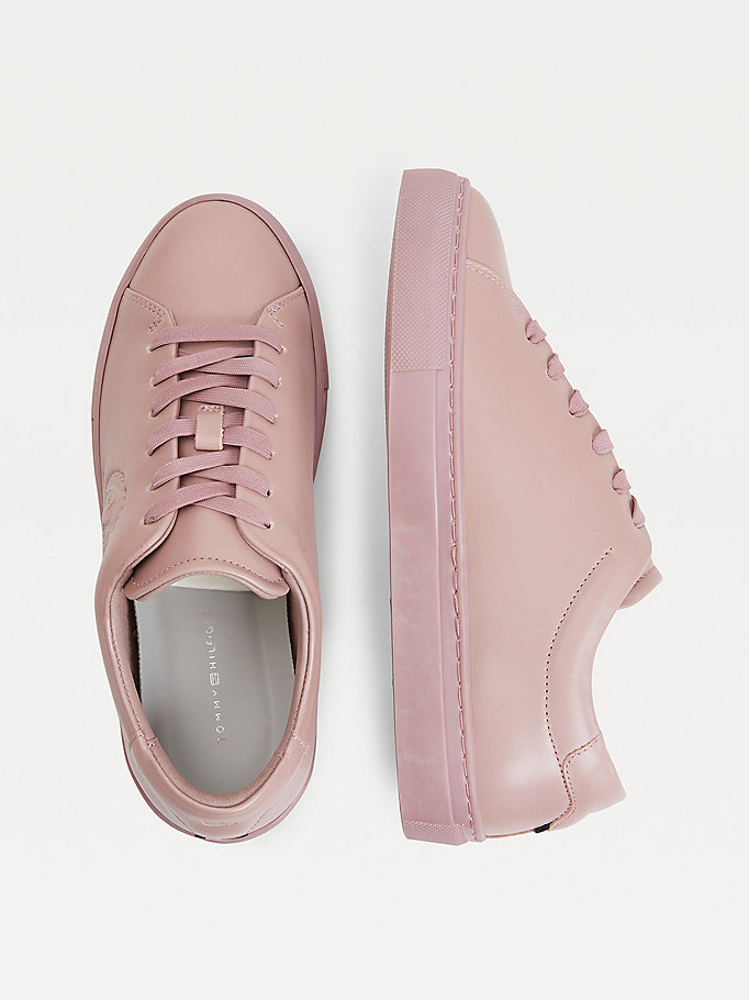 Tommy Hilfiger Elevated Crest Lær Joggesko Dame Rosa | MKAYLT-412