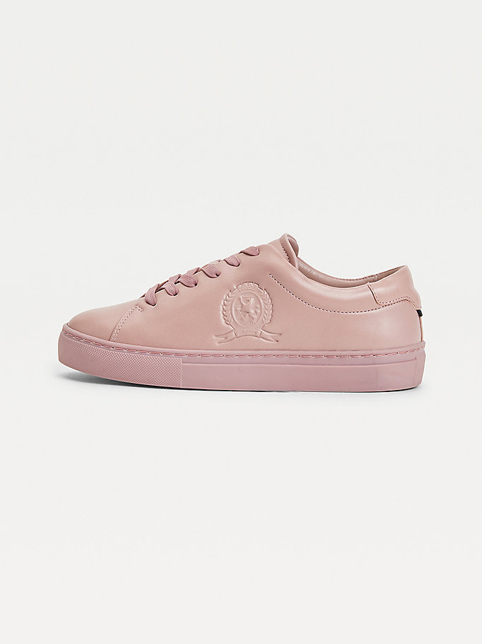 Tommy Hilfiger Elevated Crest Lær Joggesko Dame Rosa | MKAYLT-412