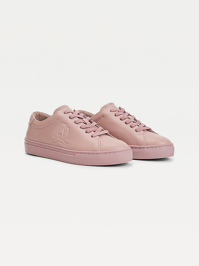 Tommy Hilfiger Elevated Crest Lær Joggesko Dame Rosa | MKAYLT-412