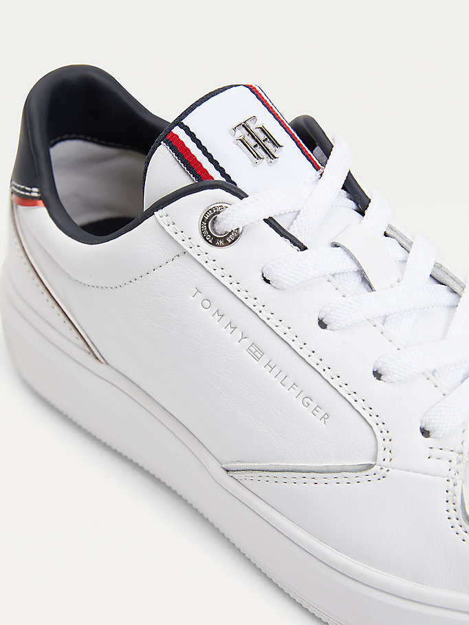 Tommy Hilfiger Elevated Cupsole Lær Joggesko Dame Blå | JWMOPV-230