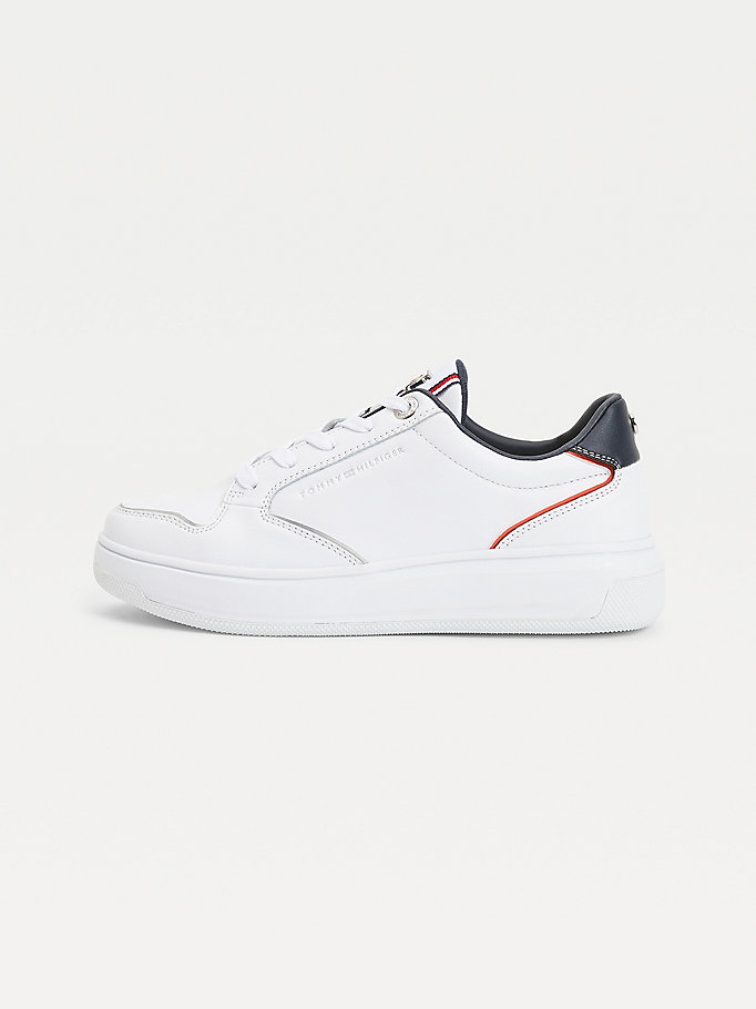 Tommy Hilfiger Elevated Cupsole Lær Joggesko Dame Blå | JWMOPV-230