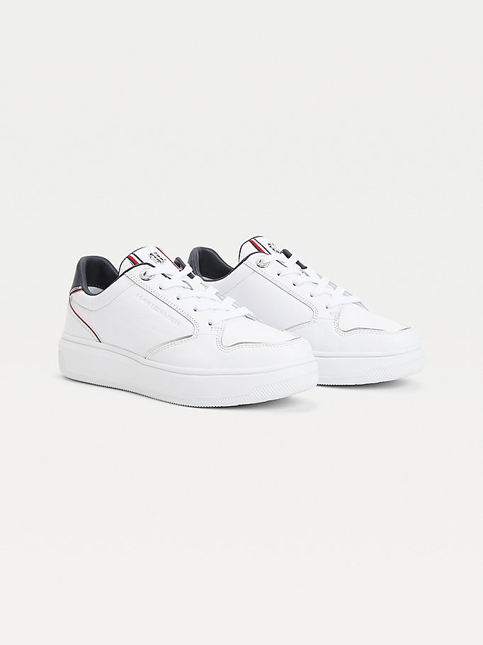 Tommy Hilfiger Elevated Cupsole Lær Joggesko Dame Blå | JWMOPV-230